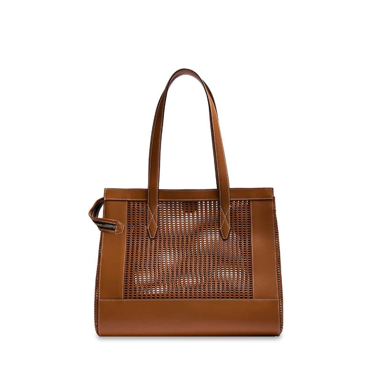 L Jour zipped leather tote bag - Camel