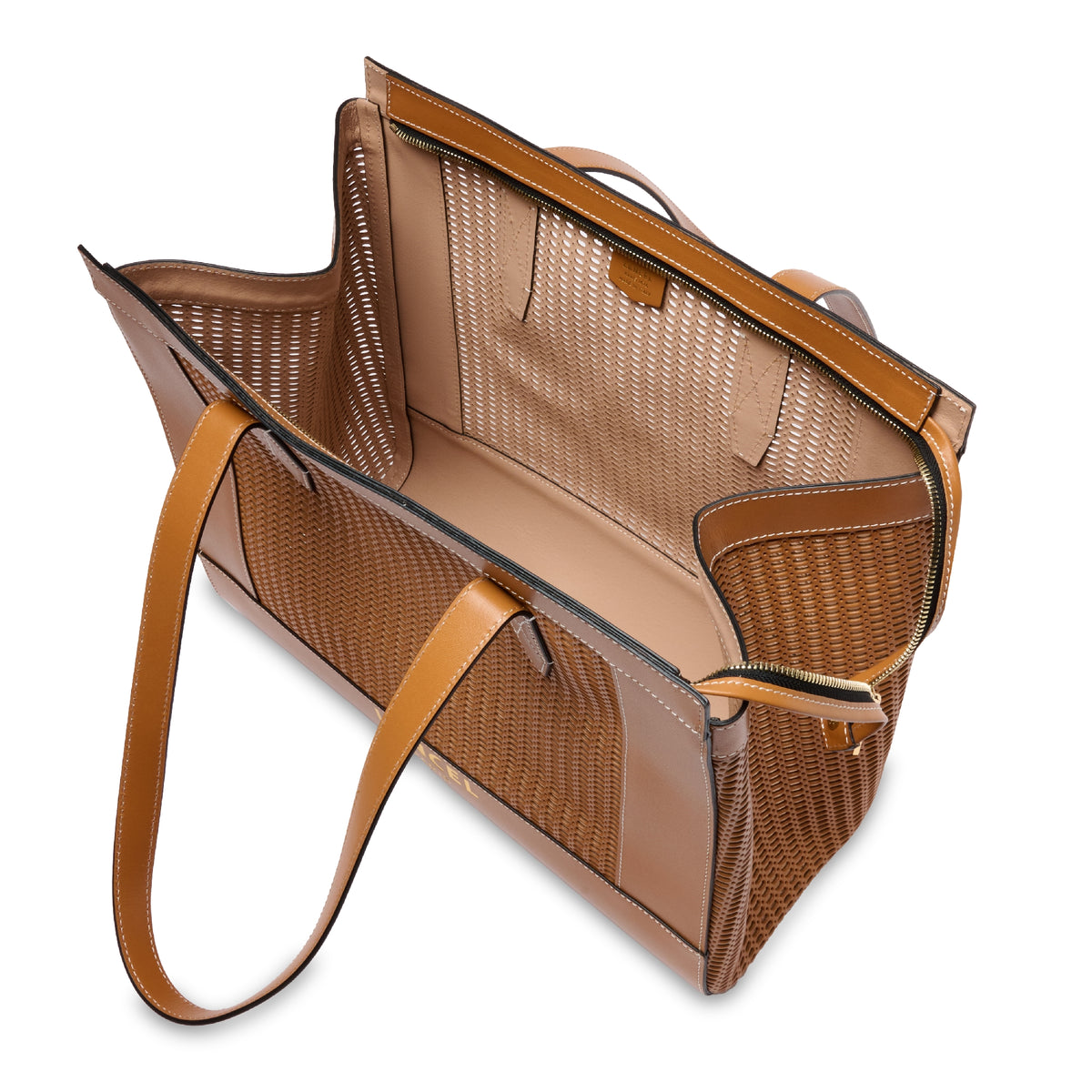 L Jour zipped leather tote bag - Camel