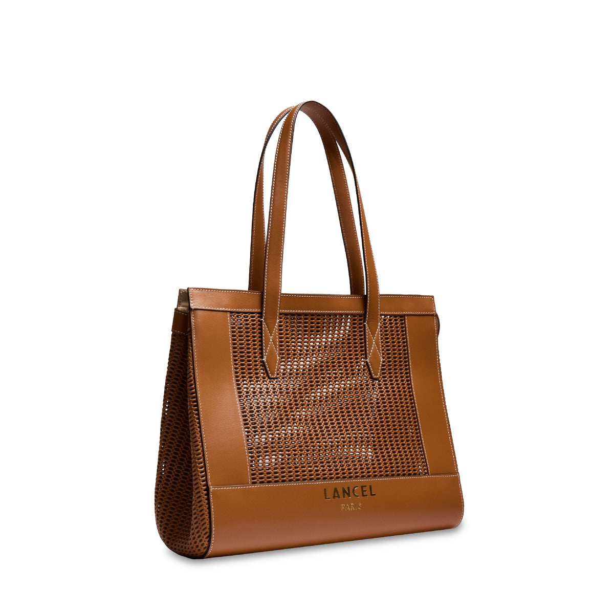 L Jour zipped leather tote bag - Camel