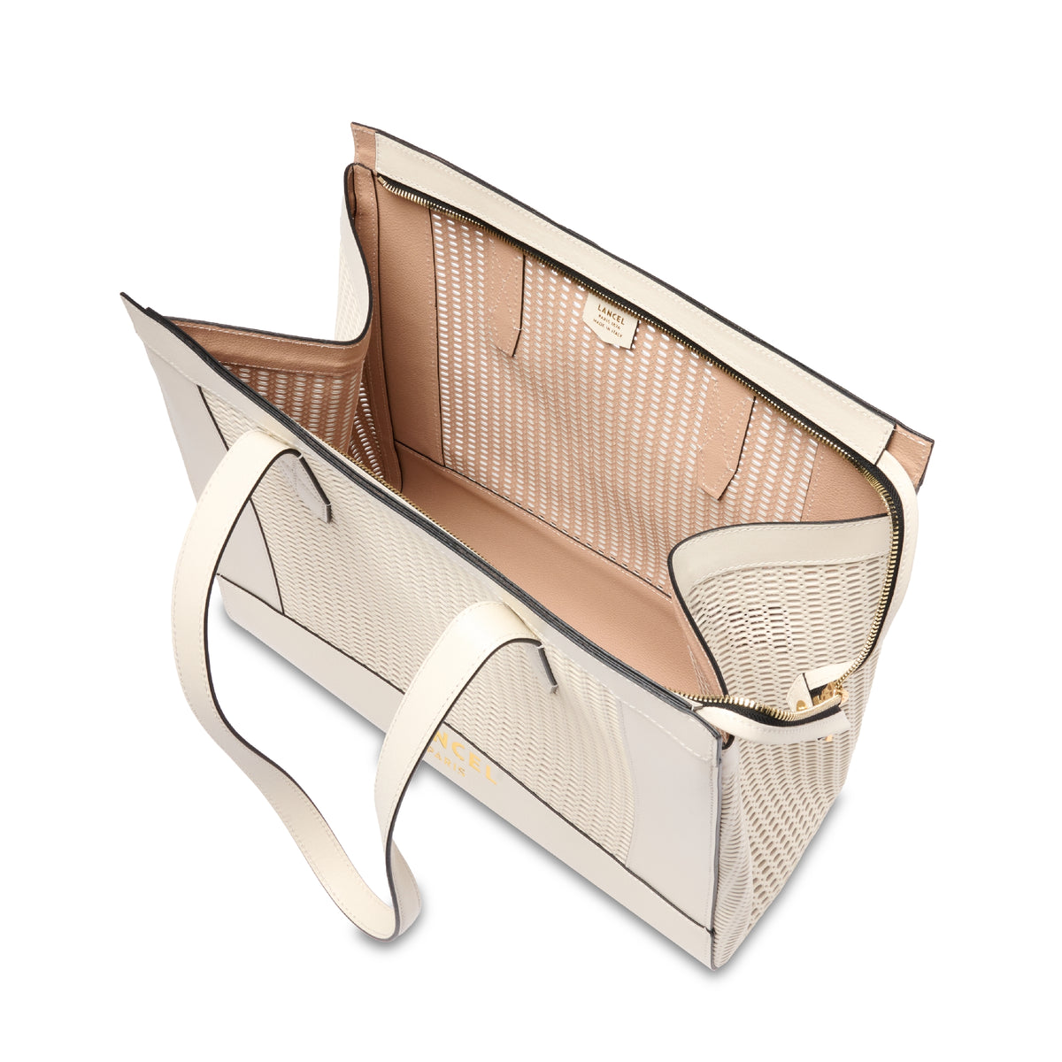L Jour zipped leather tote bag - Snow