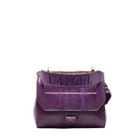 Sac rabat S Ninon en cuir et python - Figue