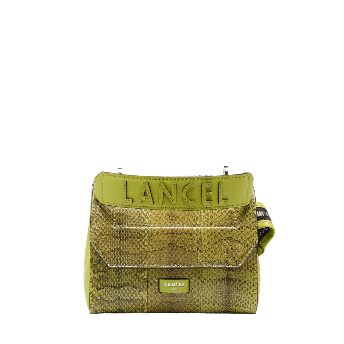 Sac rabat S Ninon en cuir et python - Tropical