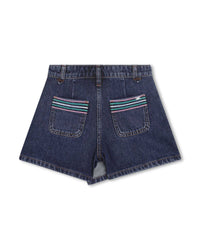 Cotton short skirt - Denim blue