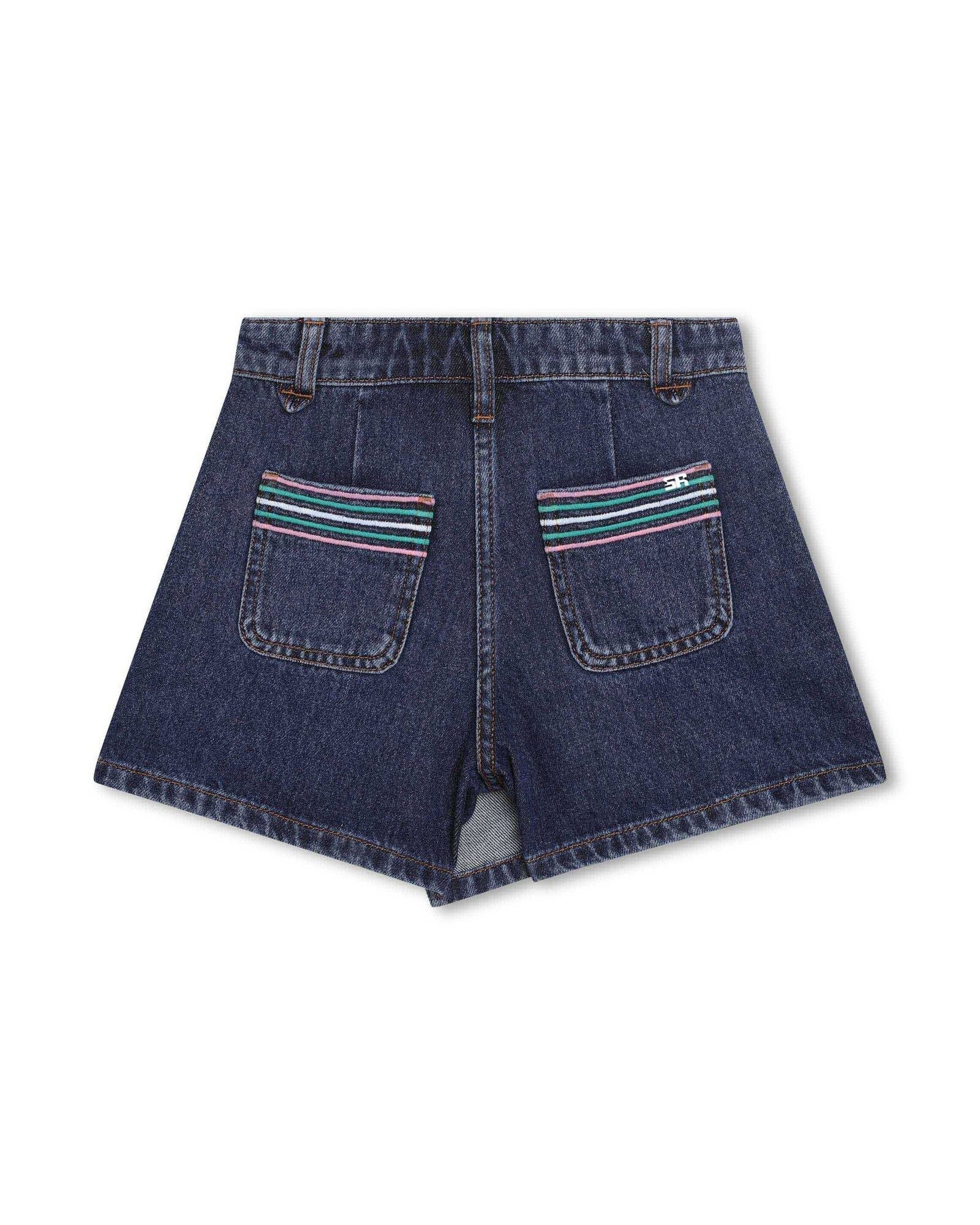Cotton short skirt - Denim blue
