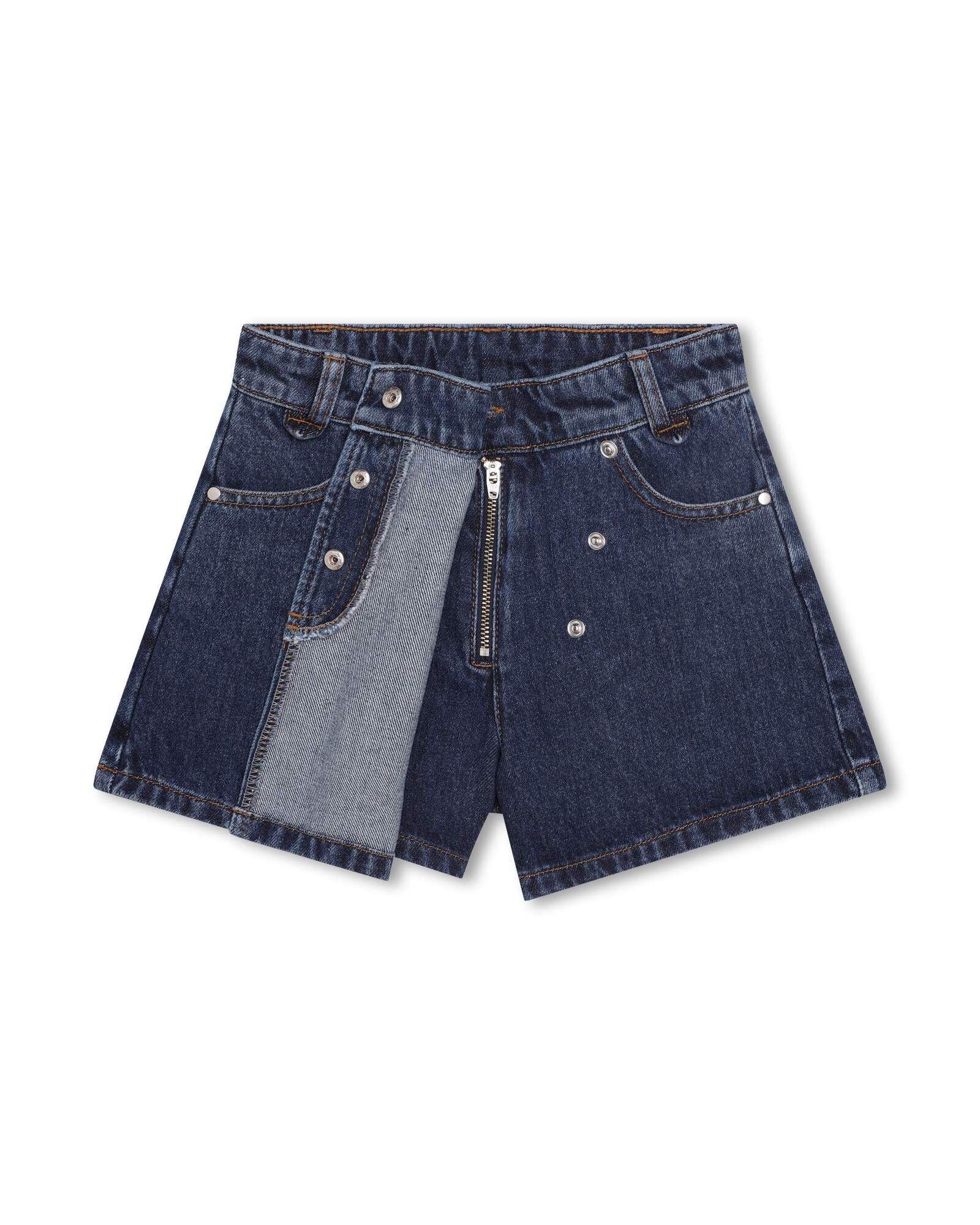 Jupe short en coton - Denim Blue
