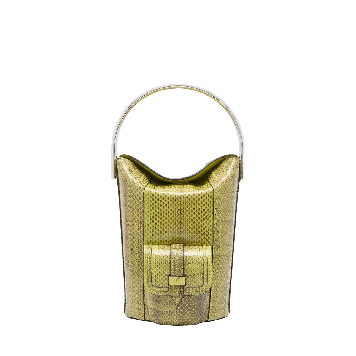 Mini sac seau rigide Premier Flirt en cuir et python - Tropical