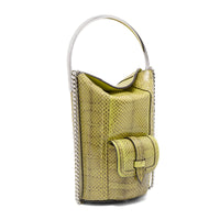 Mini sac seau rigide Premier Flirt en cuir et python - Tropical