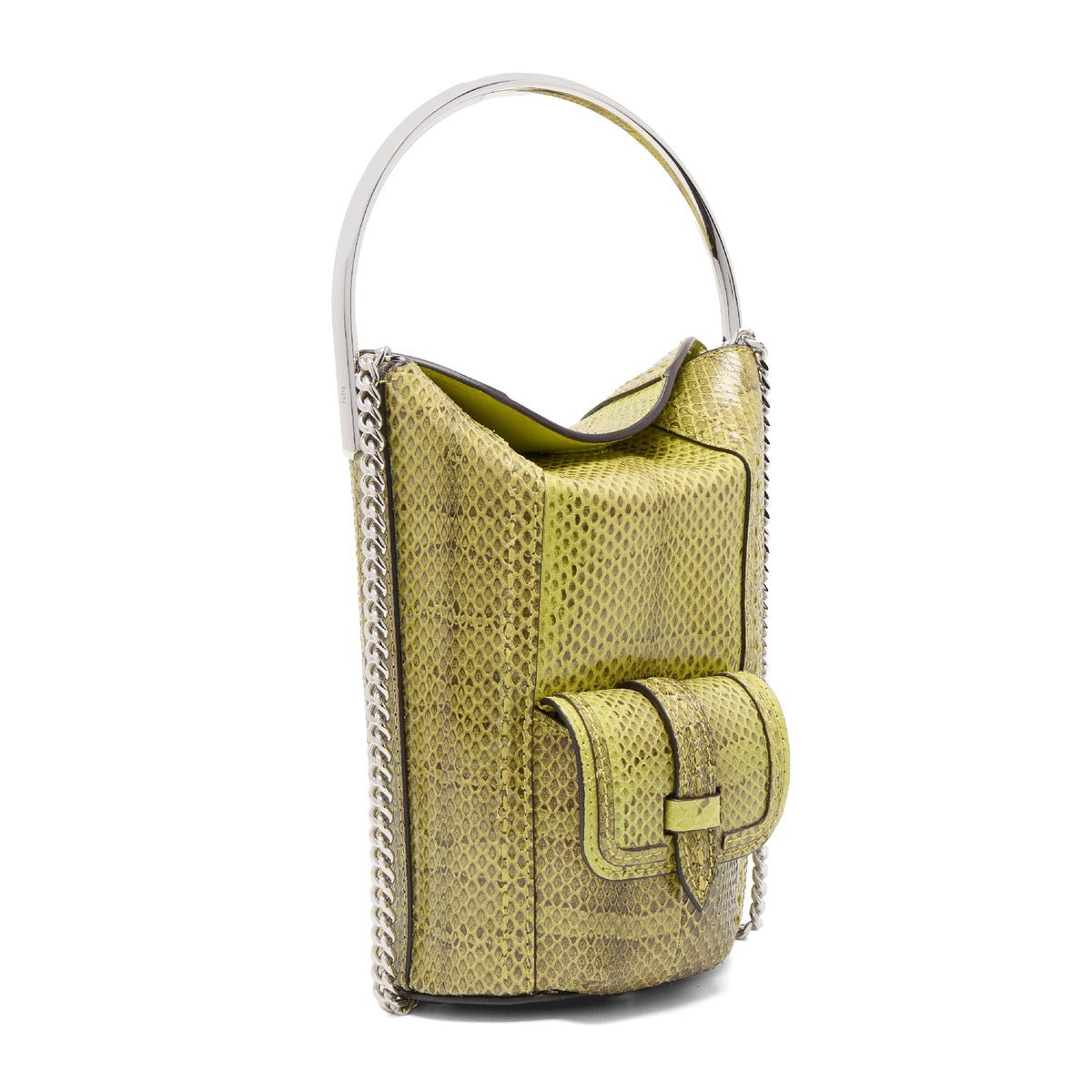 Mini sac seau rigide Premier Flirt en cuir et python - Tropical