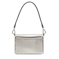 Mini sac rabat Angèle en cuir et python - Argente