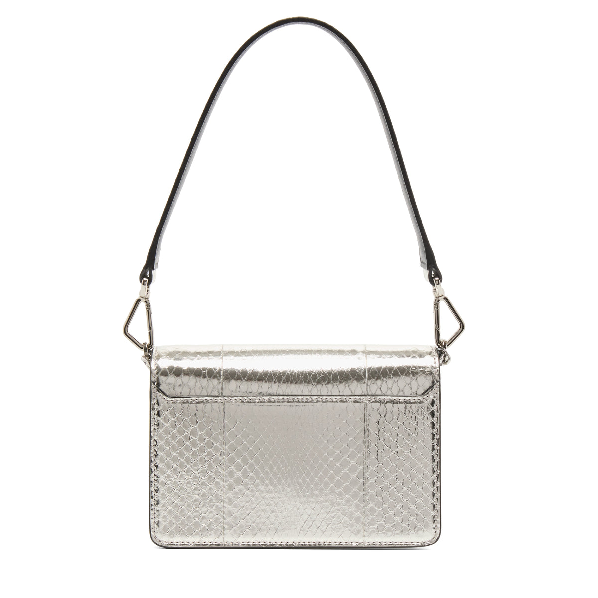 Mini sac rabat Angèle en cuir et python - Argente