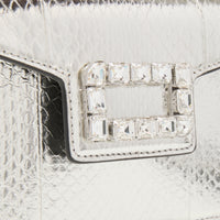 Mini sac rabat Angèle en cuir et python - Argente