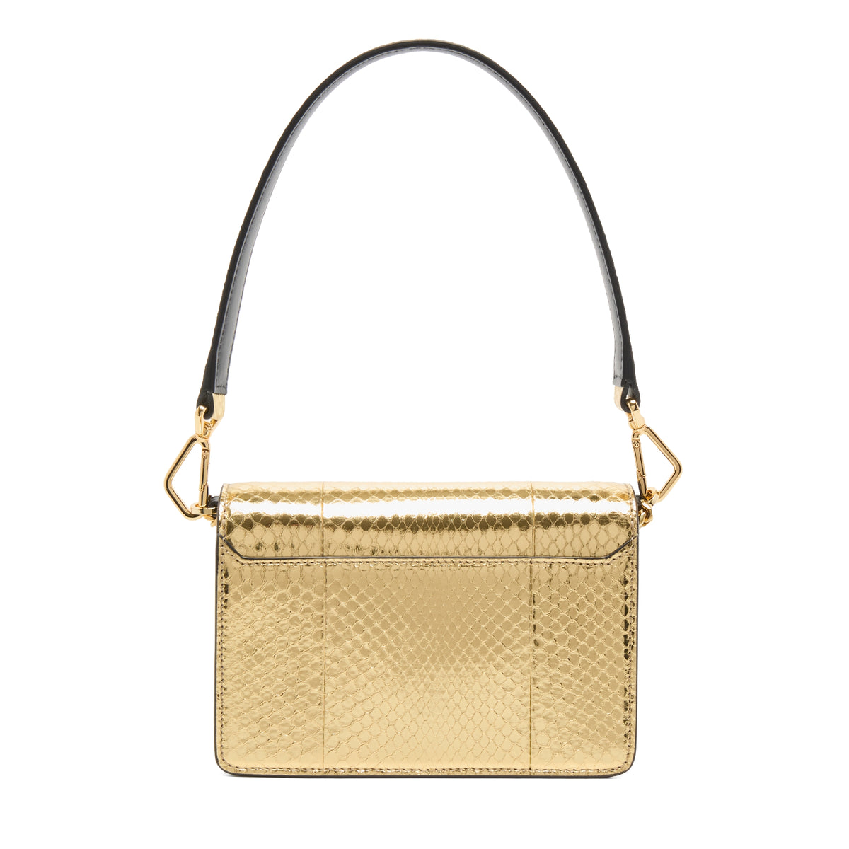 Mini sac rabat Angèle en cuir et python - Doré
