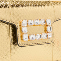 Mini sac rabat Angèle en cuir et python - Doré