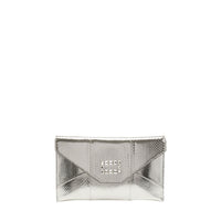 Pochette enveloppe Angèle en cuir et python - Argente