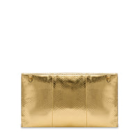Pochette enveloppe Angèle en cuir et python - Doré
