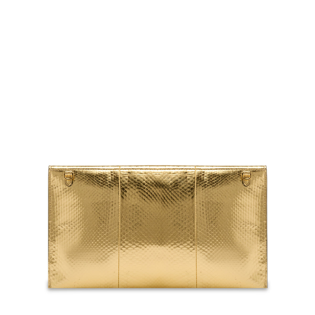 Pochette enveloppe Angèle en cuir et python - Doré