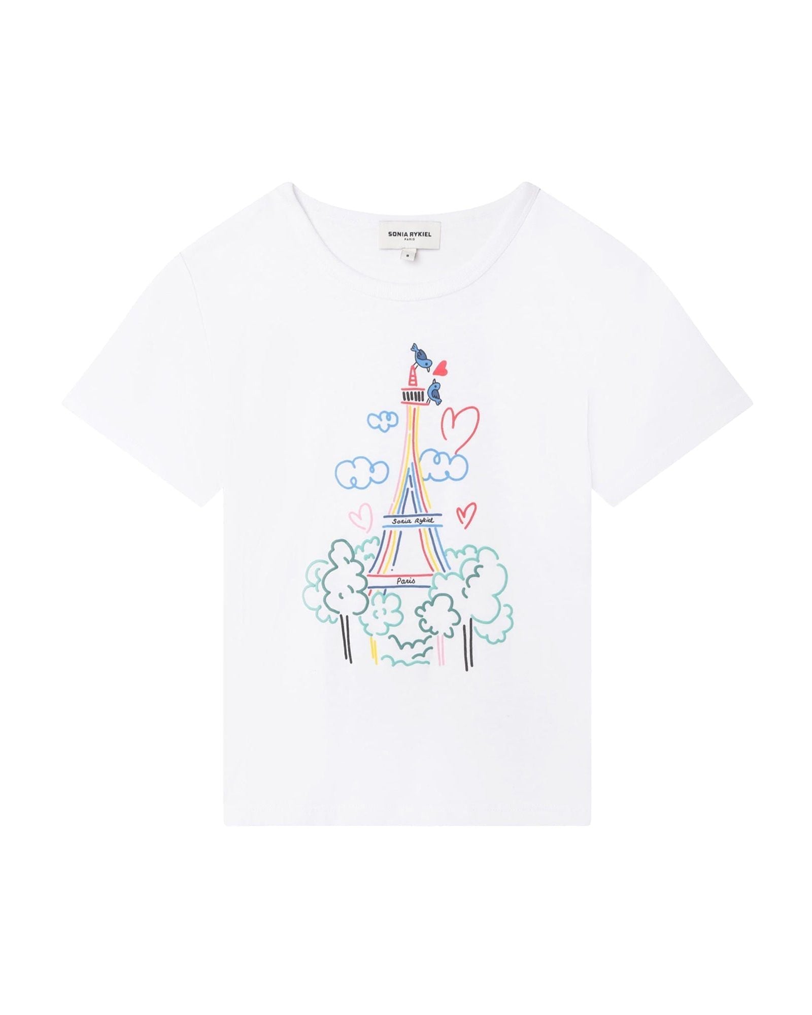 Large short-sleeved T-shirt - White red