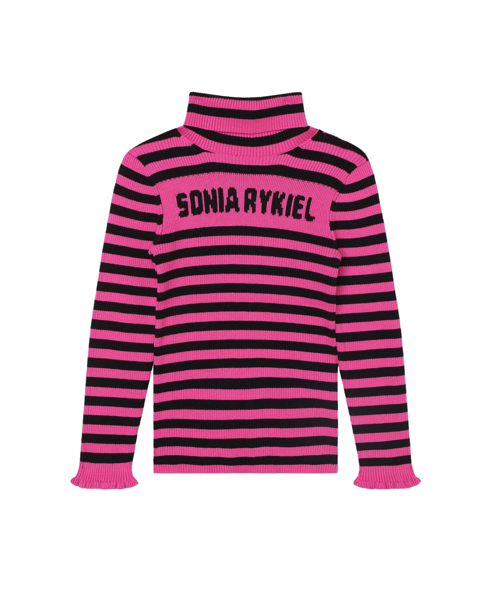 Pull col roulé en coton - Rose Fuchsia
