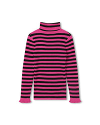 Pull col roulé en coton - Rose Fuchsia