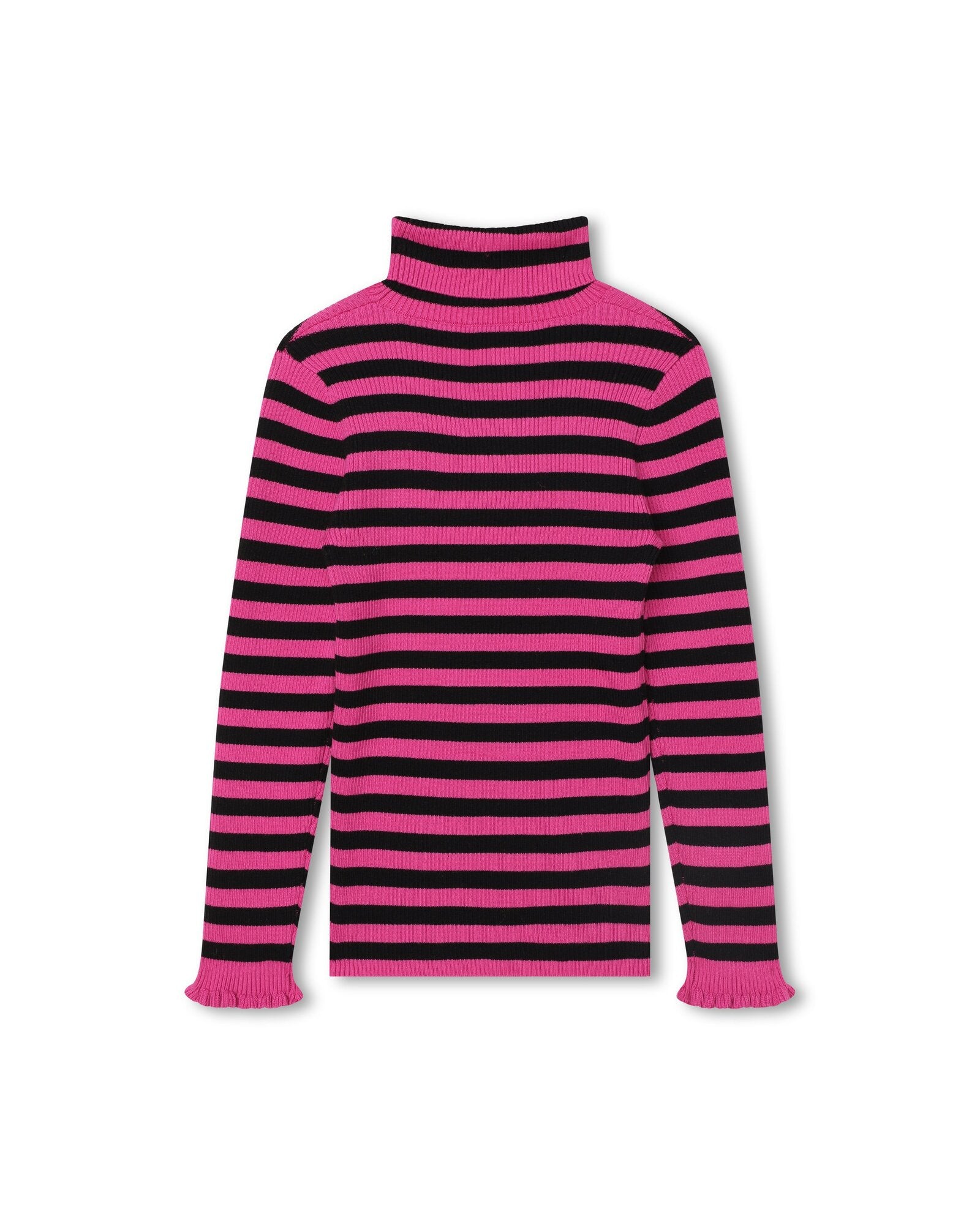 Pull col roulé en coton - Rose Fuchsia