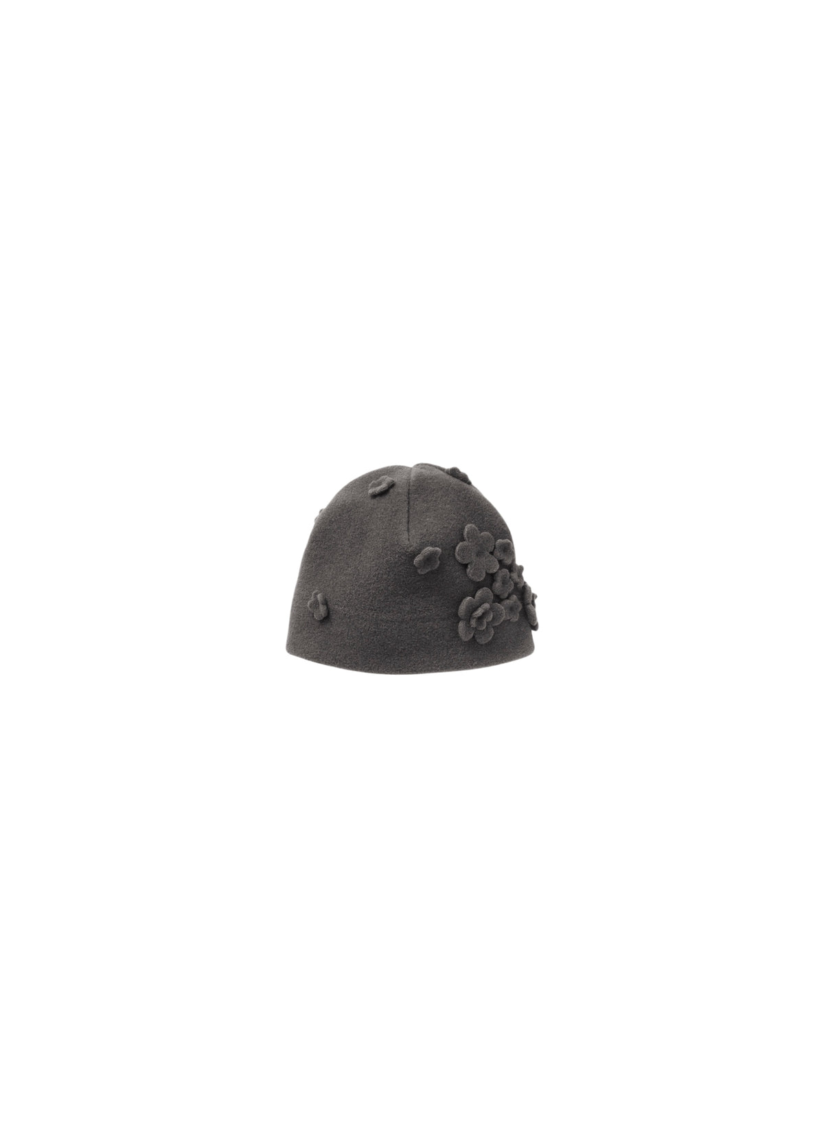 Fleece Beret Hat With Flower Appliqués