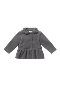 FLEECE JACKET WITH FLOWERS ON THE COLLAR - GREY