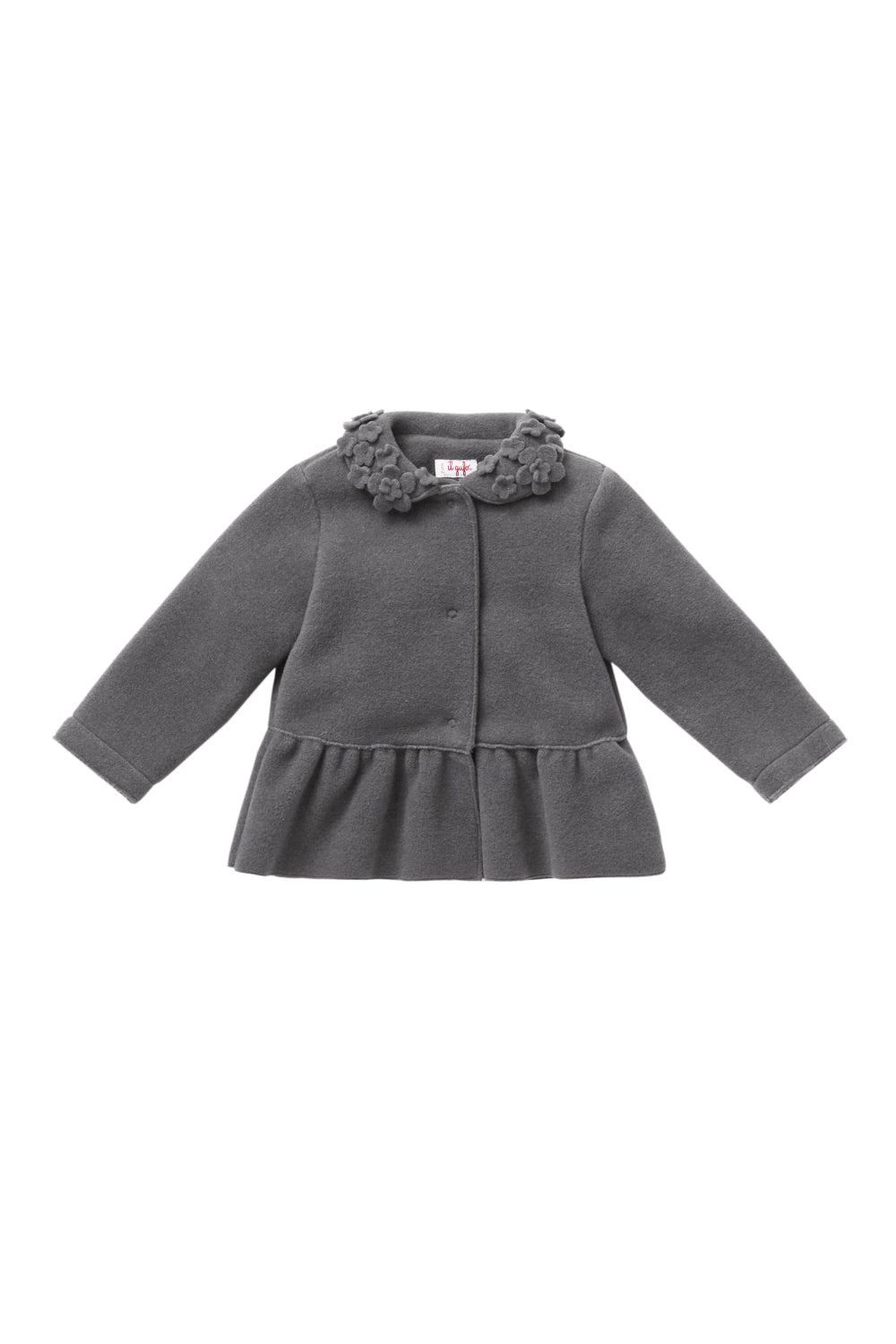 FLEECE JACKET WITH FLOWERS ON THE COLLAR - GREY
