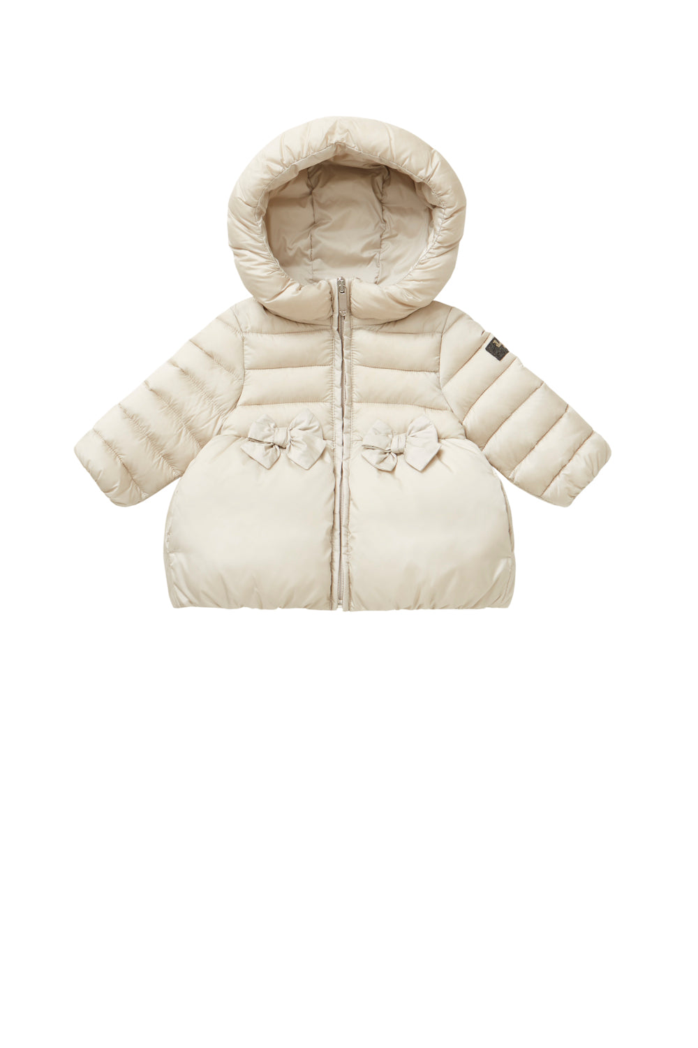 QUILTED JACKET WITH FLOUNCE AND BOWS - BEIGE