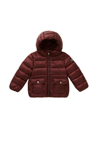 HOODED BOMBER JACKET - GARNET RED