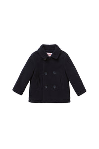 DOUBLE-BREASTED FLEECE JACKET - NAVY BLUE