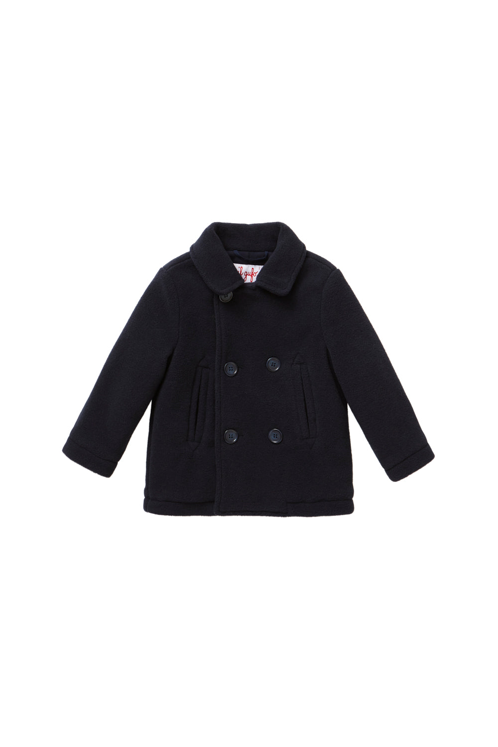 DOUBLE-BREASTED FLEECE JACKET - NAVY BLUE