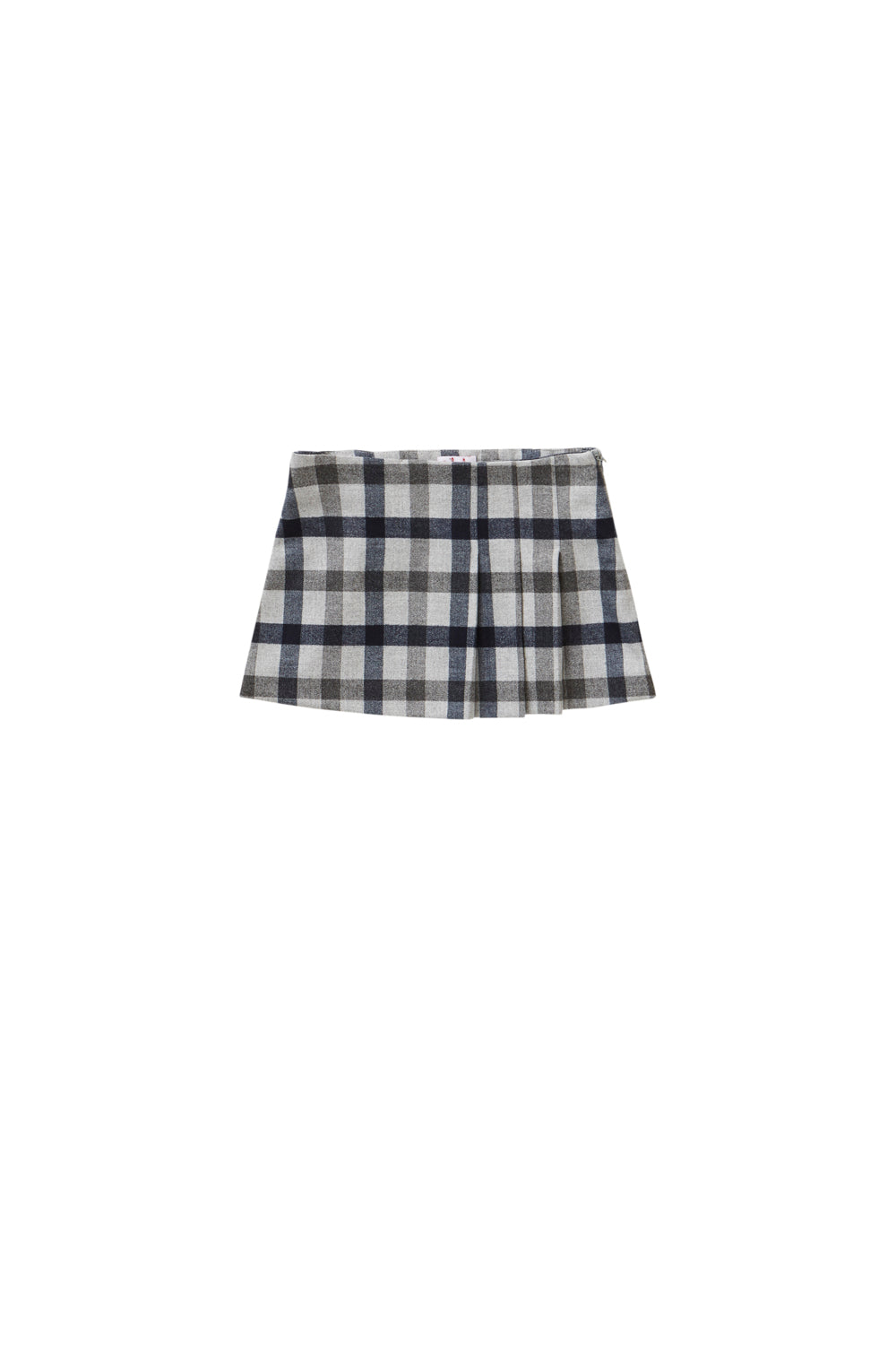 PLEATED MINISKIRT IN BLUE AND GREY CHECK TECNOWOOL