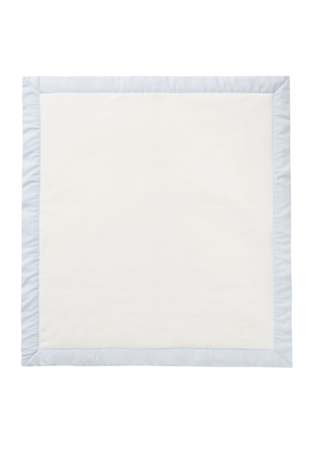CRIB BLANKET WITH LIGHT BLUE/WHITE TRIM