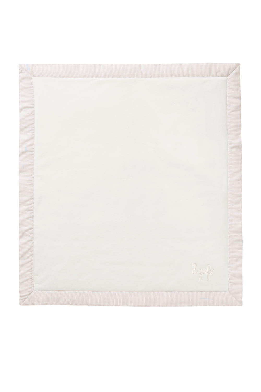 CRIB BLANKET WITH LIGHT BLUE/WHITE TRIM