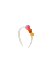 Hairband With Shocking Pink And Caramel Pom Poms