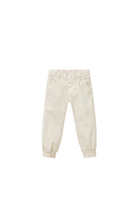 COTTON TROUSERS WITH ANKLE CUFFS - BEIGE