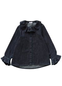 Denim Shirt With Ruffles