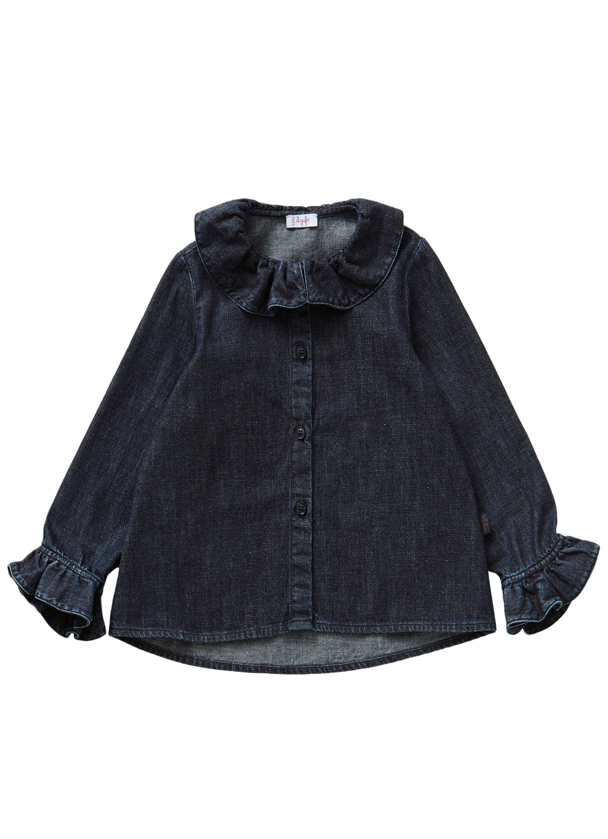 Denim Shirt With Ruffles