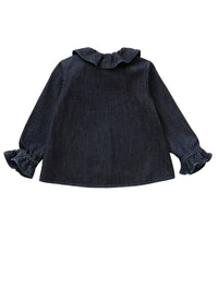 Denim shirt with ruffles