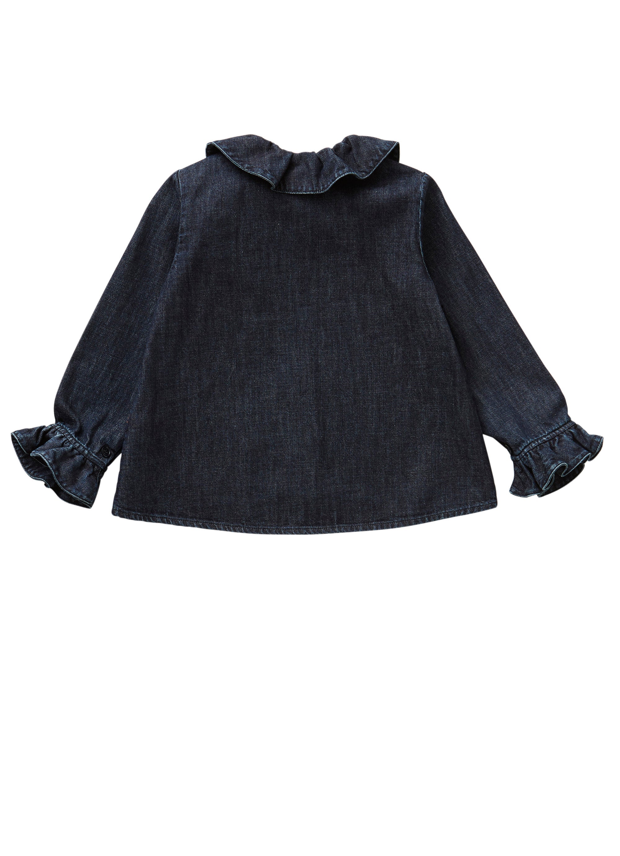 Denim shirt with ruffles