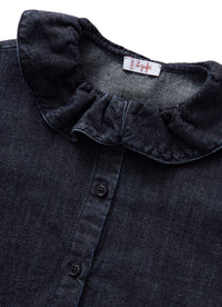 Denim shirt with ruffles