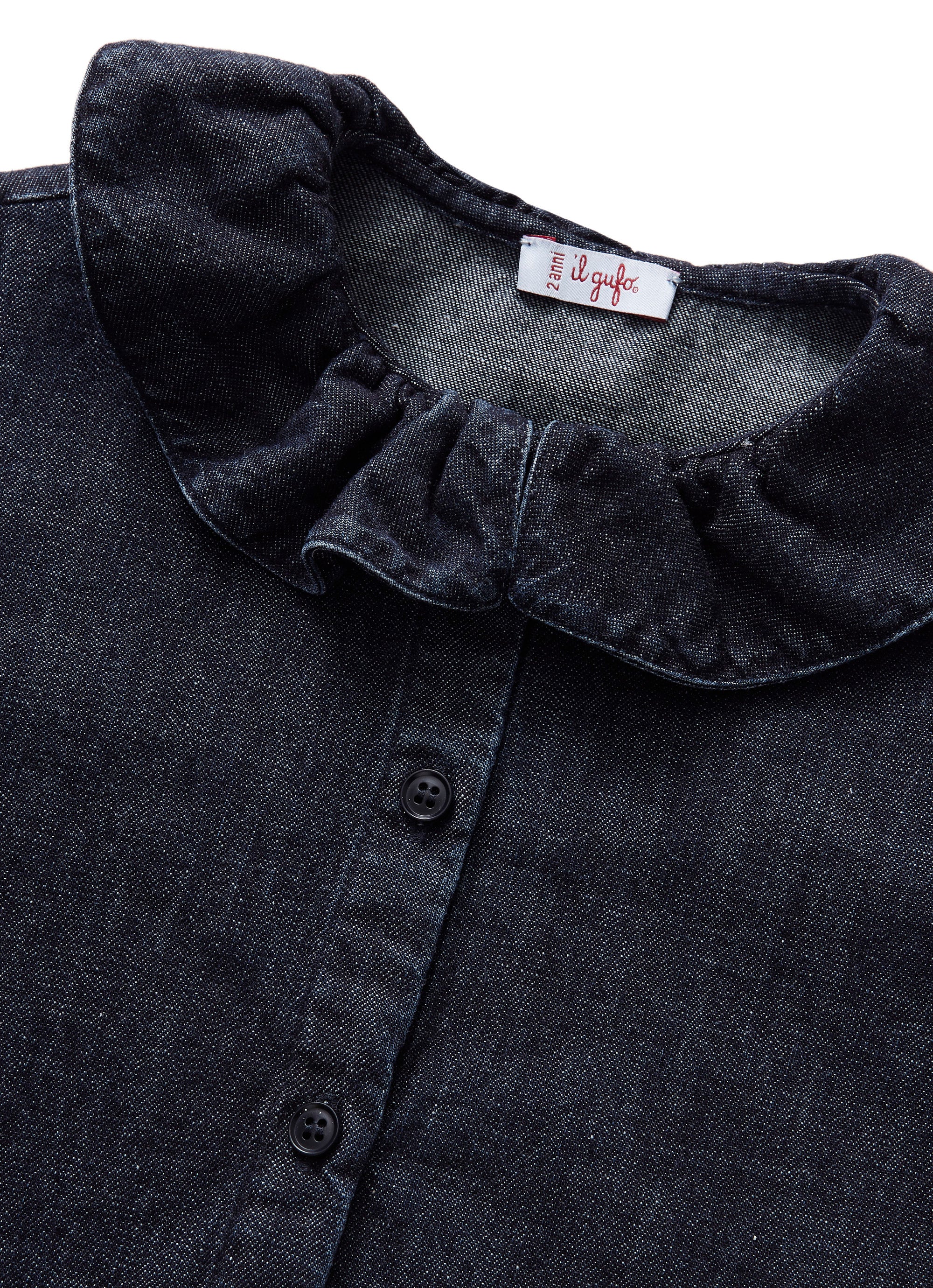 Denim shirt with ruffles