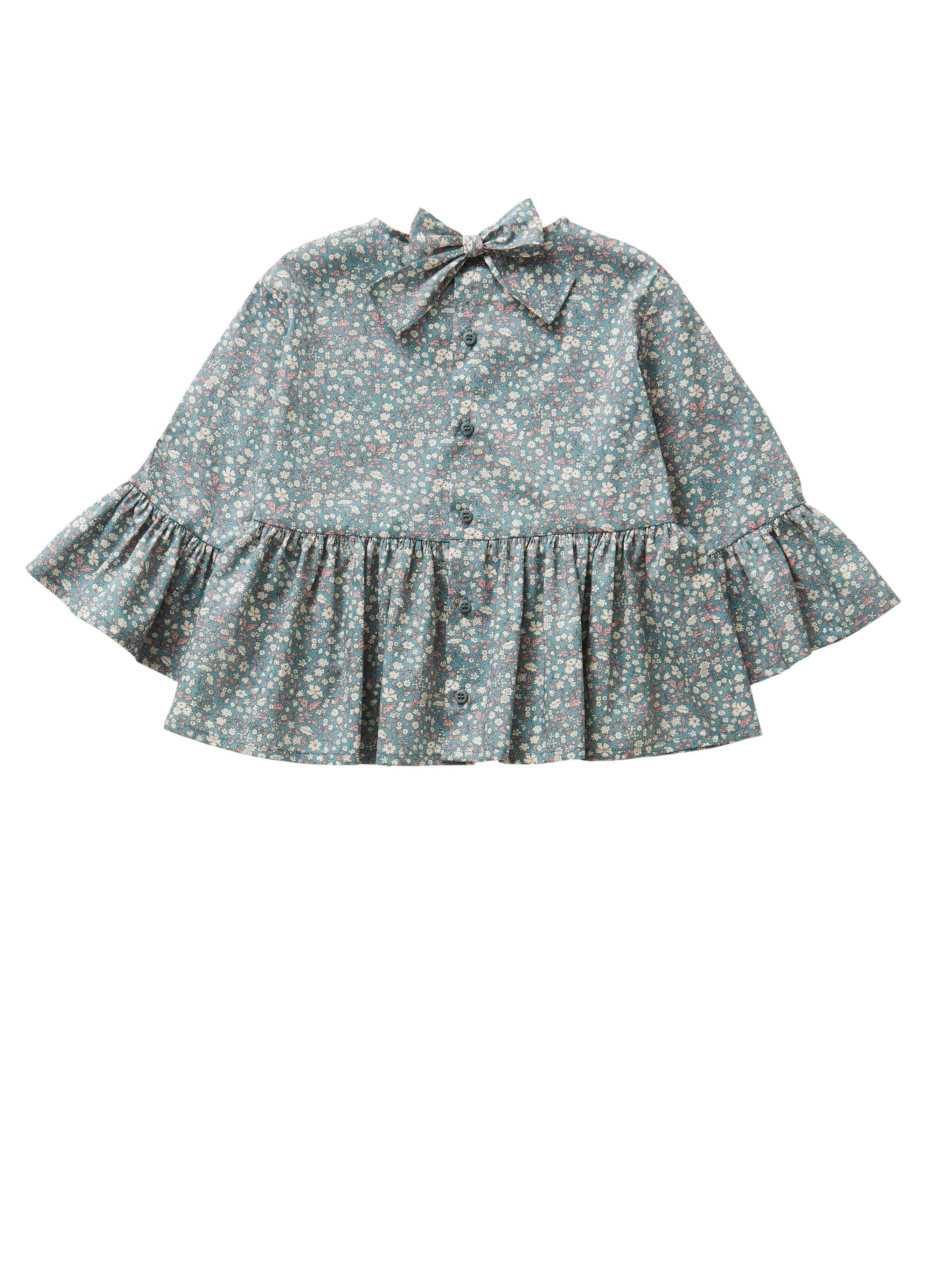 Blouse with white and pink liberty style flowers