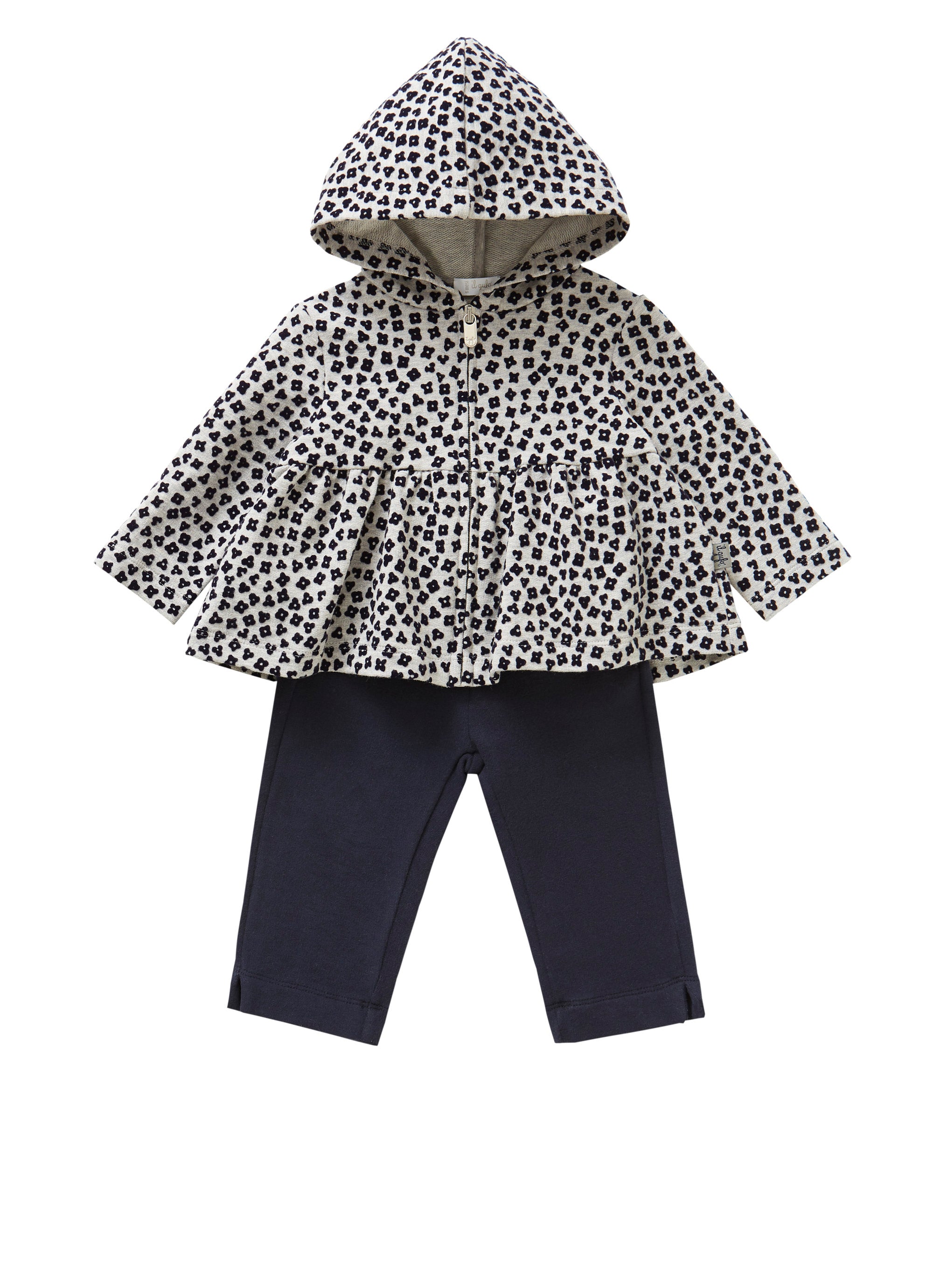 Cotton outfit with floral pattern - blue