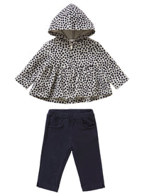 Cotton outfit with floral pattern - blue