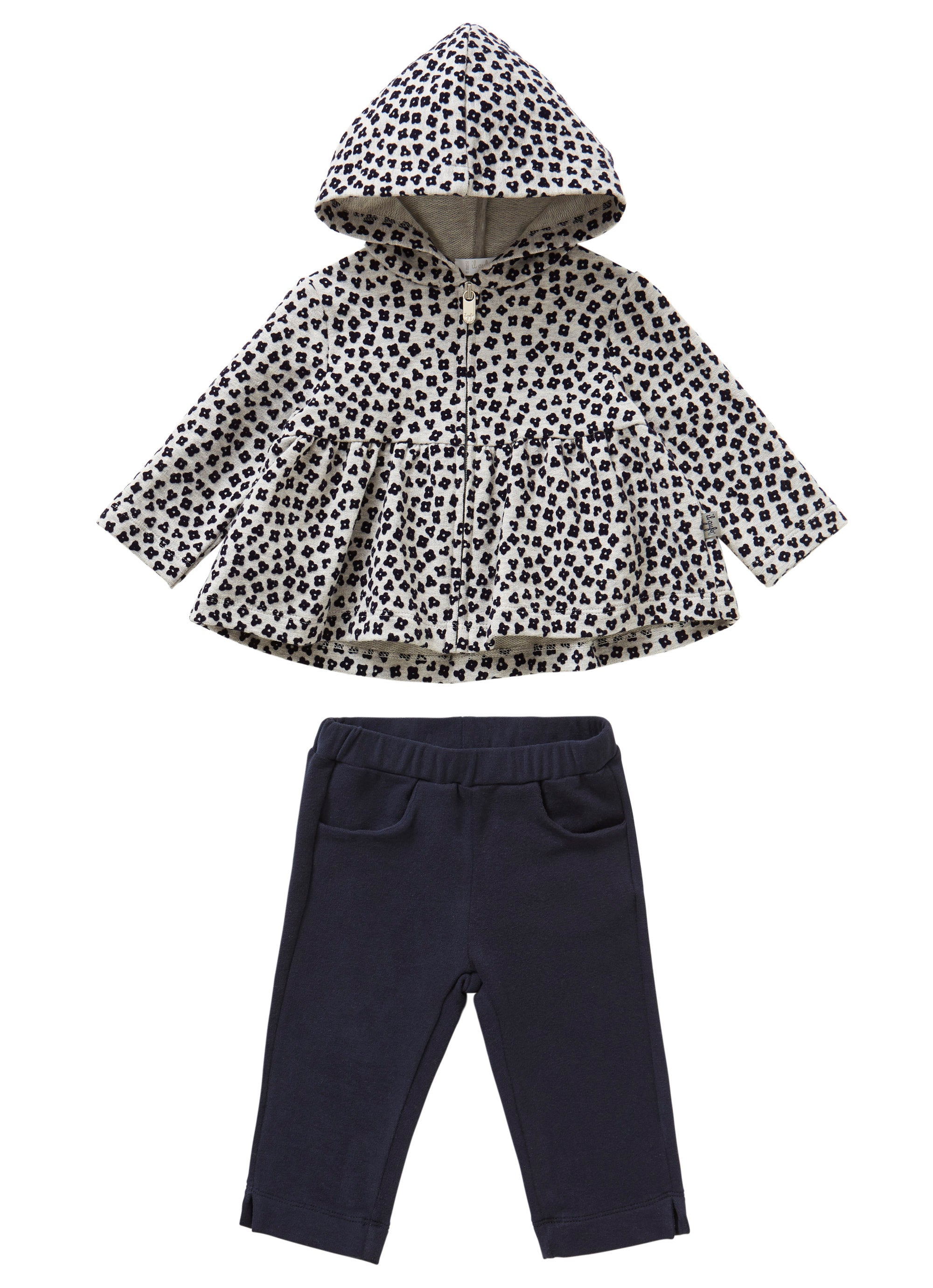 Cotton outfit with floral pattern - blue
