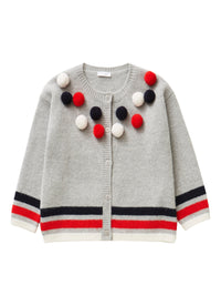 Wool Cardigan With Pom-Poms