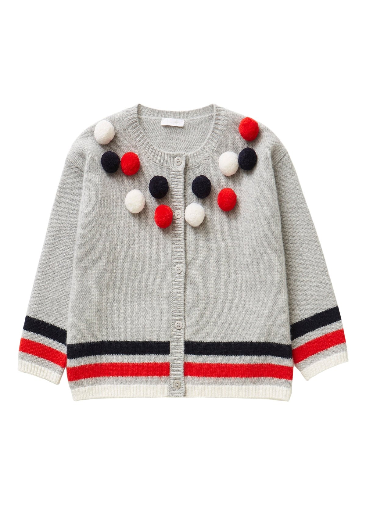 Wool Cardigan With Pom-Poms