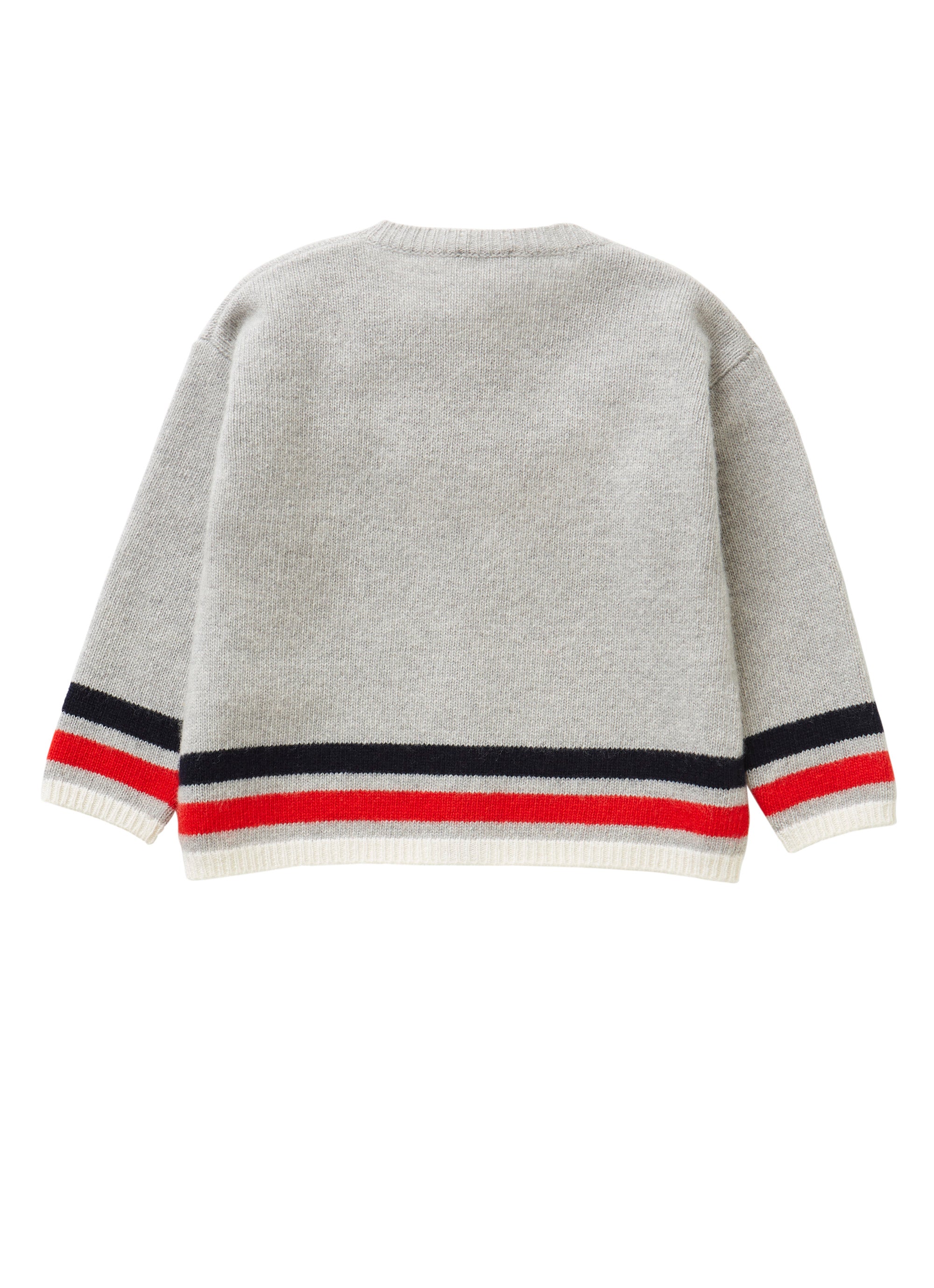 Wool cardigan with pom-poms