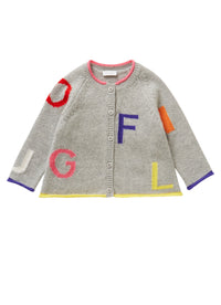 Cardigan With Multicoloured Lettering